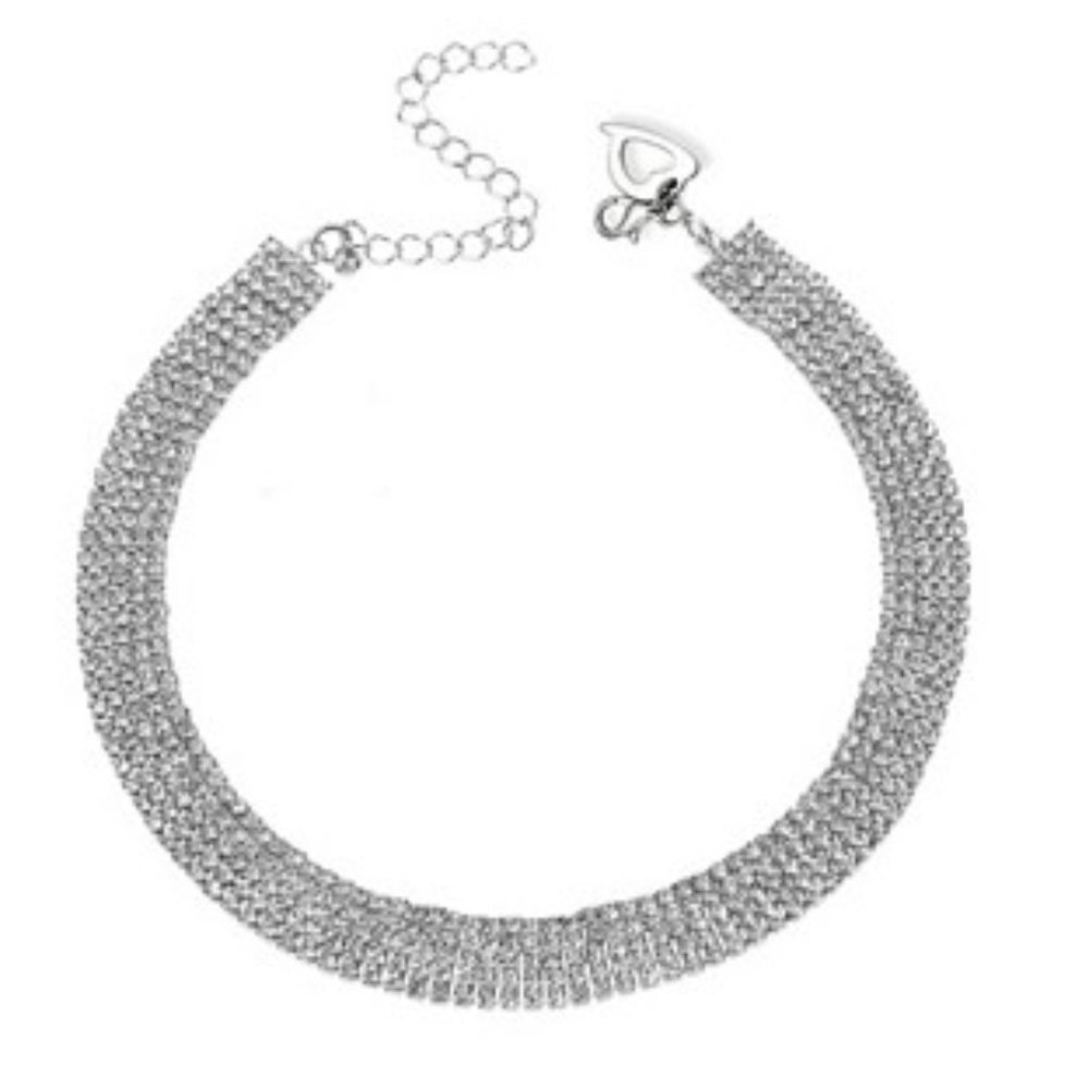 Thalia Sodi Silver-Tone Rhinestone Choker Necklace